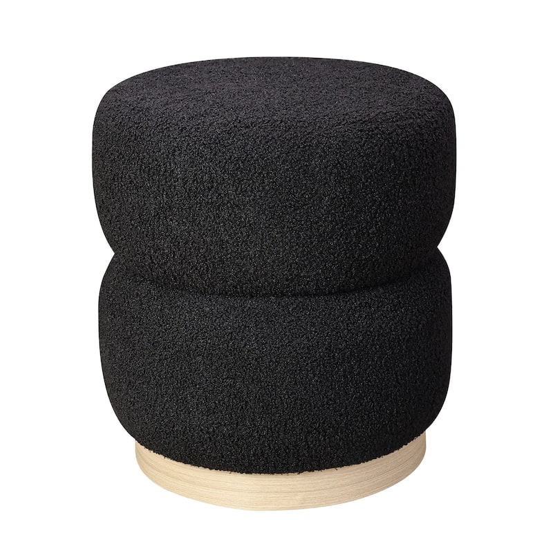 Adeco Teddy Round Upholstered Ottoman Stool