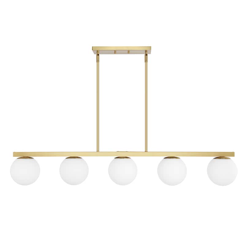 Luca Parisian 45.5" 5-Light Modern Glam Iron Globe Linear LED Pendant by JONATHAN Y