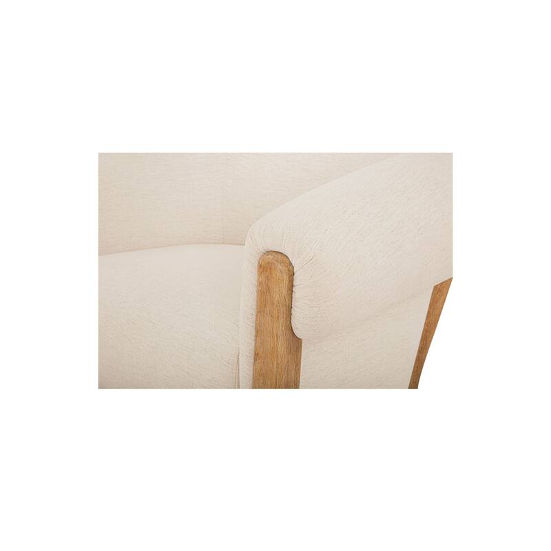 NADAAL STUDIOS Neris Accent Chair, Tub Style with Fold-Over Back and Wire-Brushed Wood Legs, Oat