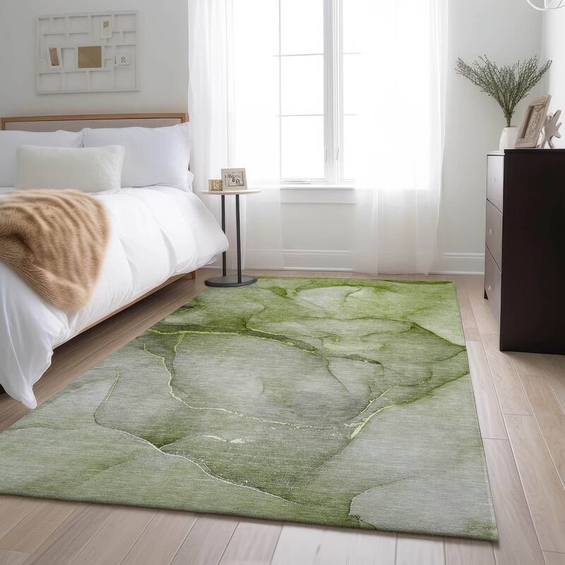 Premium Washable Super Soft Contemporary Abstract Mayfield Rug - Olive - 8' x 10' - Rectangle