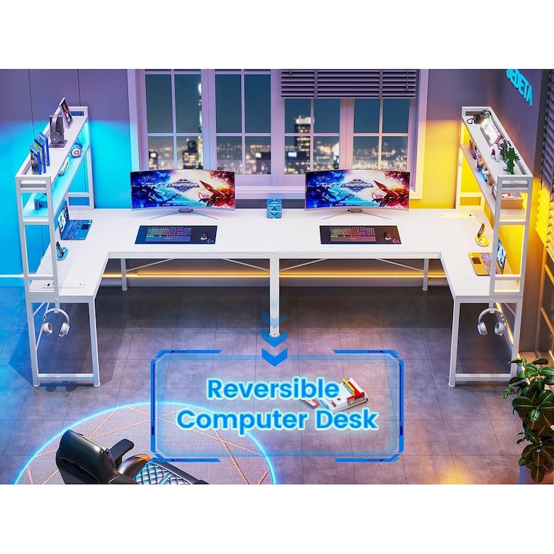 L Shaped Gaming Desk Reversible 45.3 in Small Corner Desk