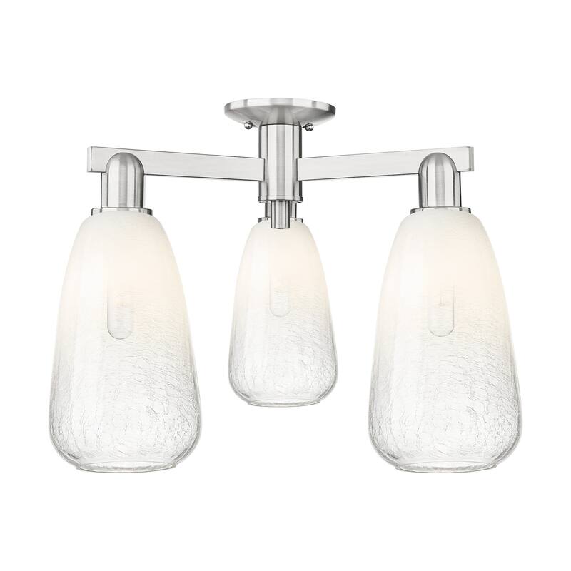 Innovations Lighting 716-3F-15-24 Brookhaven Almond Semi-Flush - Brushed Satin Nickel / Opal