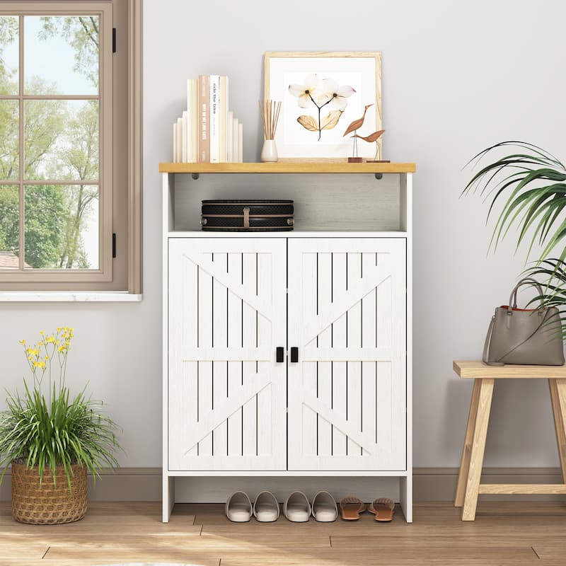 Modern Minimalist MDF Shoe Cabinet - Sliding Door Design, 31.5*13.7*47 Inches