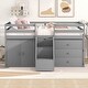 preview thumbnail 4 of 2, Gray Full Size Functional Loft Bed with Cabinets and Drawers, Hanging Clothes Staircase