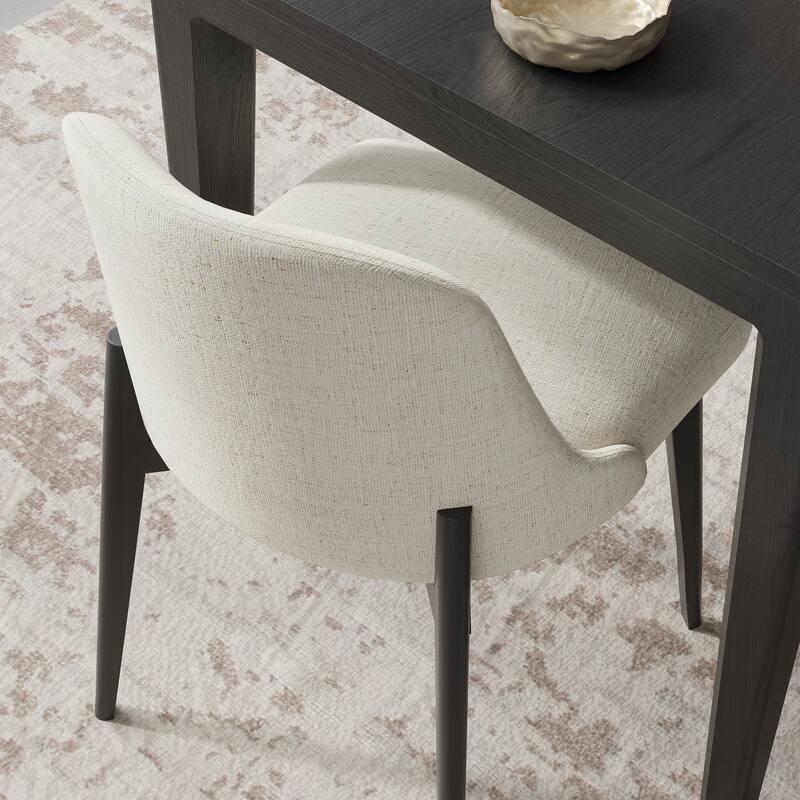 2Pcs Dining Chairs Modern Fabric Upholstered Kitchen Side Chairs with Natural Wood Legs Comfy Armless Side Chair