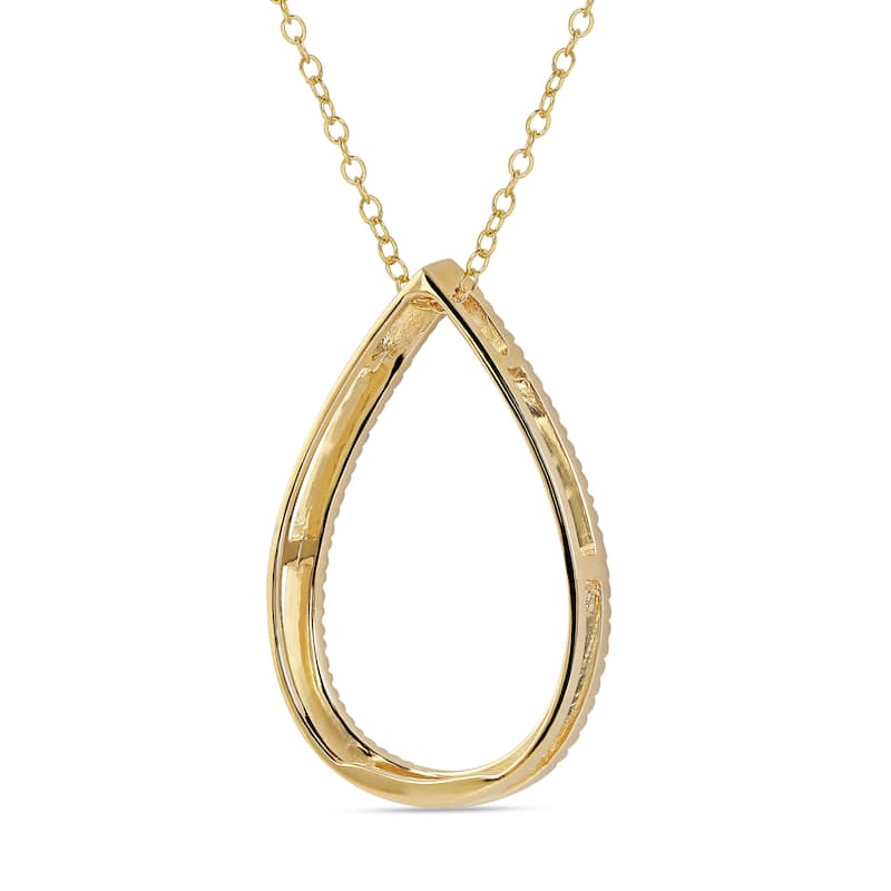 1/6ct - 1ct TDW 14K Gold Open Pear Diamond Pendant Necklace for Women