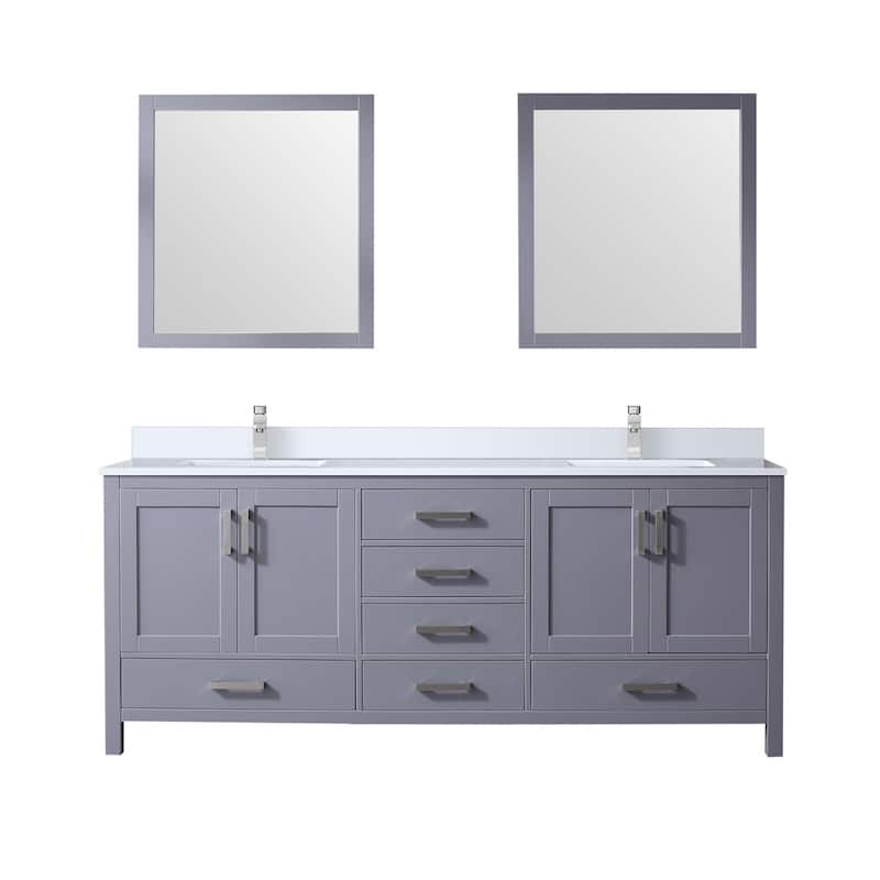 Jacques 80 in. W x 22 in. D White Bath Vanity, Cultured Marble Top, Faucet Set, and 30 in. Mirror