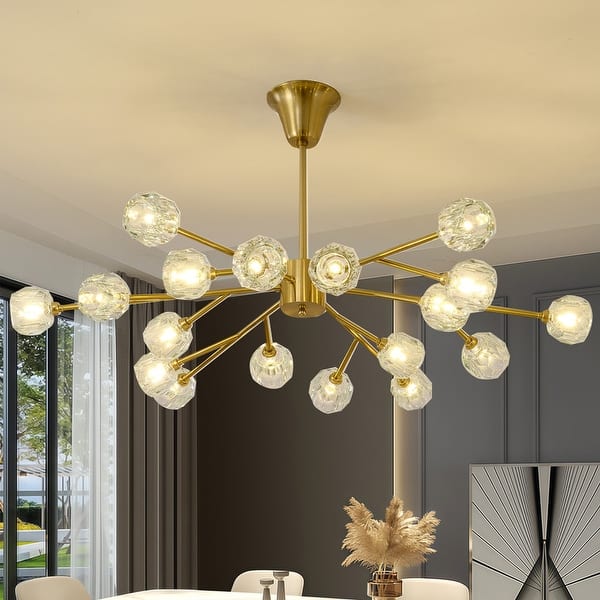 slide 2 of 28, Modern Sputnik Chandelier Gold Glam K9 Crystal Chandelier Pendant Light 47.24inch - 18 Light