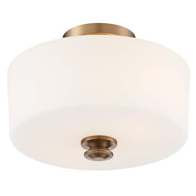 Travis 2 Light Vibrant Gold Ceiling Mount - 12.5'' W x 9.25'' H