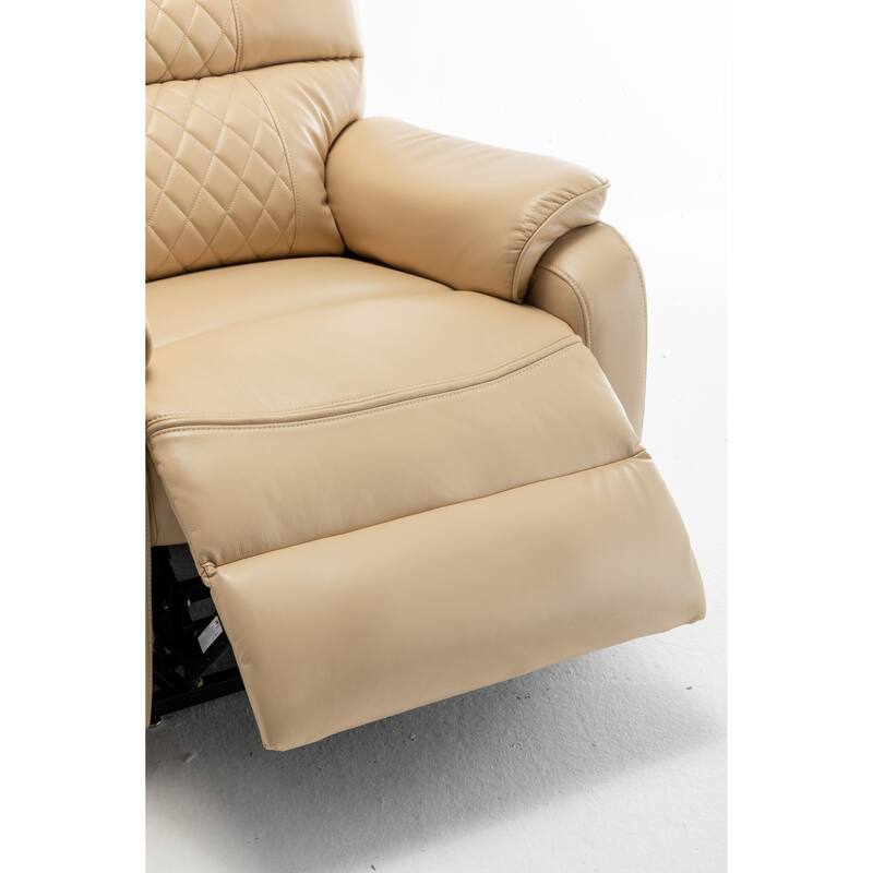 Beige Oversized Electric Recliner with OKIN Motor, 180° Lay Flat Function, Extra-Wide Seat, and Side Storage Pockets
