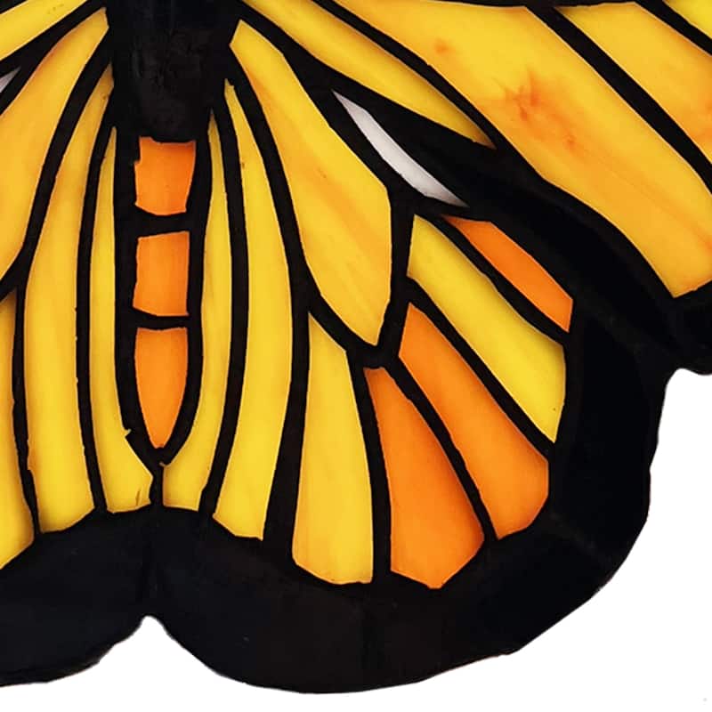 River of Goods Monarch River of Goods Orange and Black Stained Glass Window Panel - 12.375" x 0.25" x 6.5"