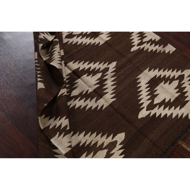 Natural Dye Kilim Geometric Tribal Oriental Area Rug Wool Hand-woven - 4'9" x 6'6"