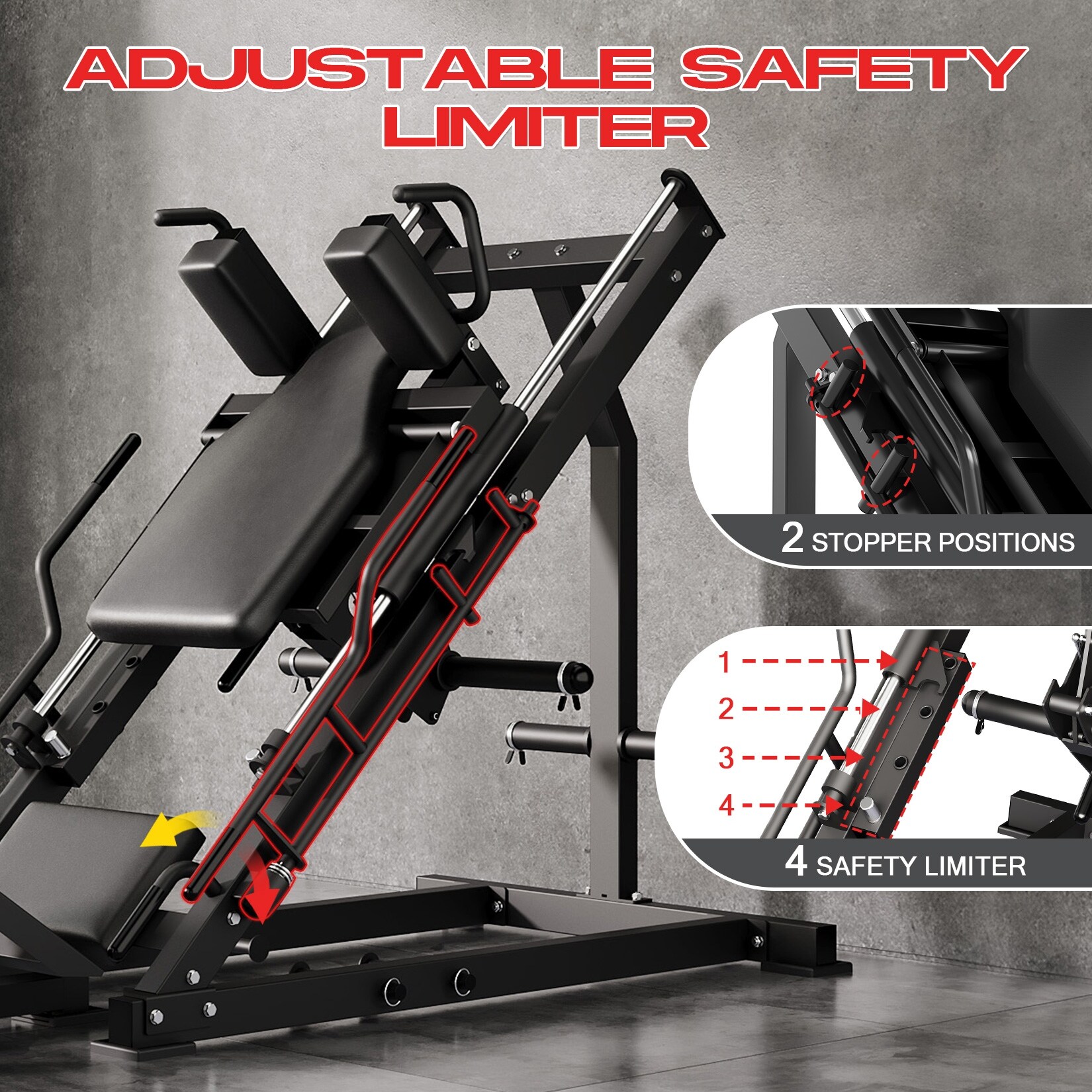 thumbnail image 2 of GarveeLifeLeg Press Hack Squat Machine Combo, 2 In 1 Leg Press Machine 2 of 14