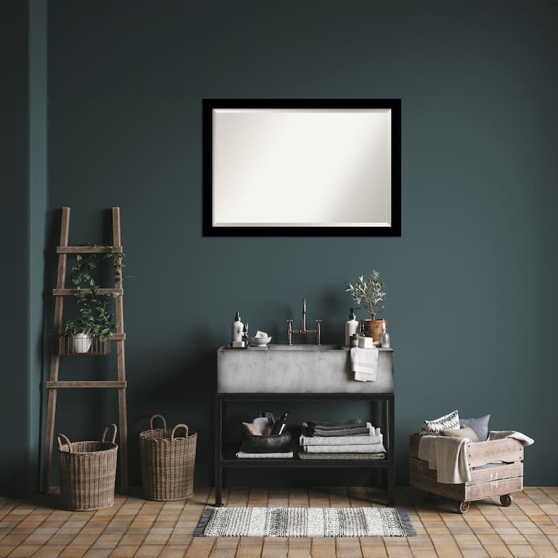 Brushed Beveled Framed Bathroom Vanity Wall Mirror - Brushed Black