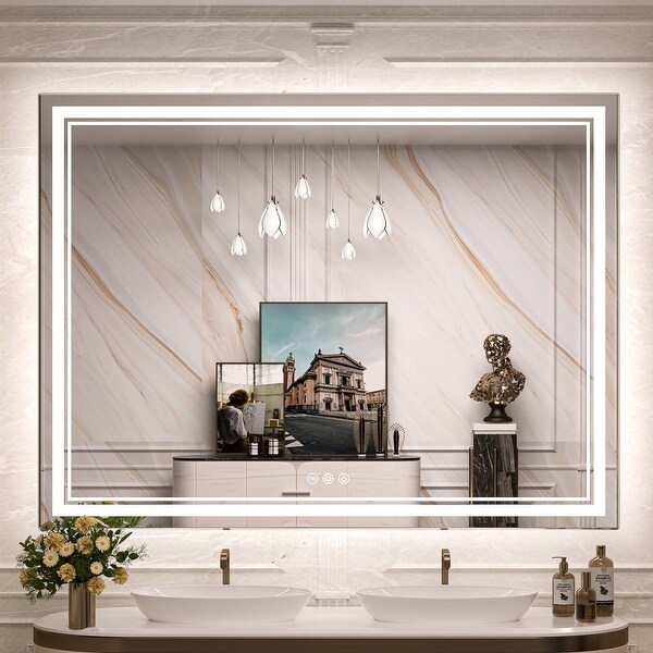 Keonjinn LED Front Light and Backlit Bathroom Vanity Wall Mirror 3 Color Temperatures Anti fog On Sale Bed Bath Beyond 38103855