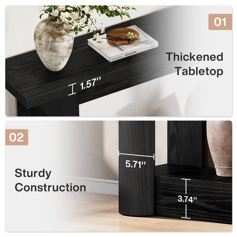 63-Inch Farmhouse Console Table, 2-Tier Narrow Long Sofa Table
