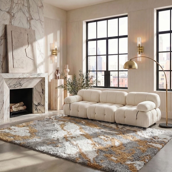 SAFAVIEH Horizon Shag Mukades Abstract 2.5-inch Thick Rug - On