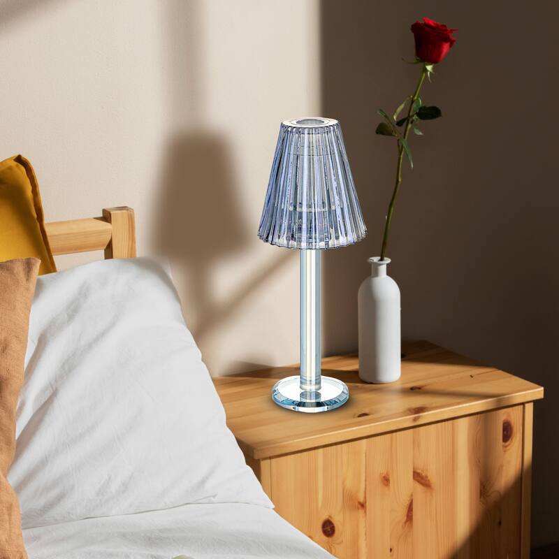 12 Inch Crystal Glass Candle Lamp with Stylish Glass Shade for Decor