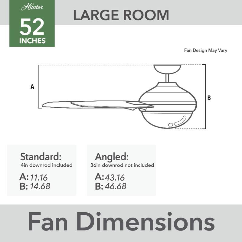 Hunter 52" Skyflow Outdoor Ceiling Fan w/ LED Light Kit, Wall Control - Coastal Modern Contemporary - WeatherMax - WET-RATED!
