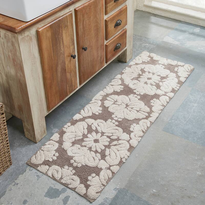 Better Trends Medallion Collection 100% Cotton 4-Pc Set Bathroom Rugs-Soft & Super Absorbent, Non-Skid Latex, Machine Washable