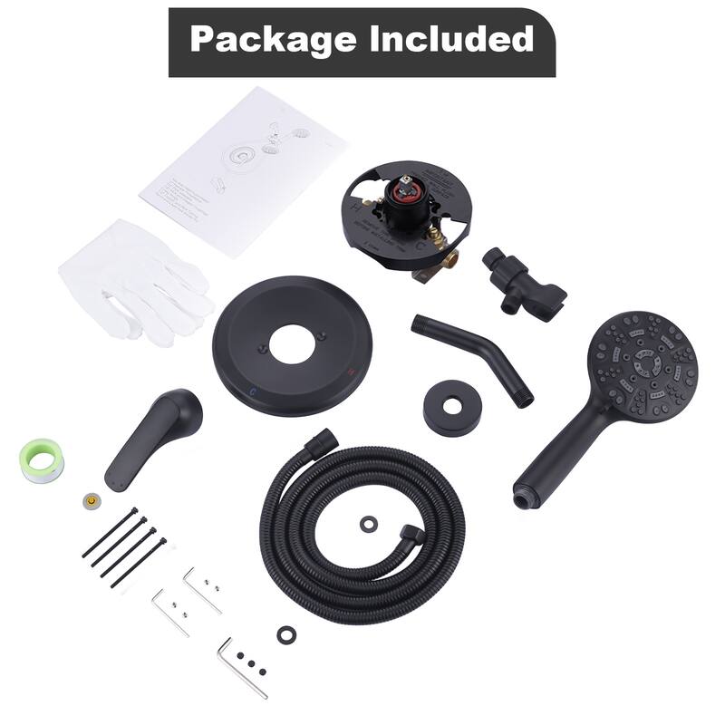 WOWOW Minimalist Shower Faucet Set with 7-Function Handheld Showerhead