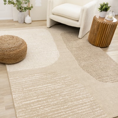 Elizabeth Collection - Neutral Stones Beige White Cream Area Rug