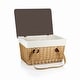 preview thumbnail 2 of 6, Picnic Time - Grande Canasta Beige Willow Wicker Basket with Red Lid
