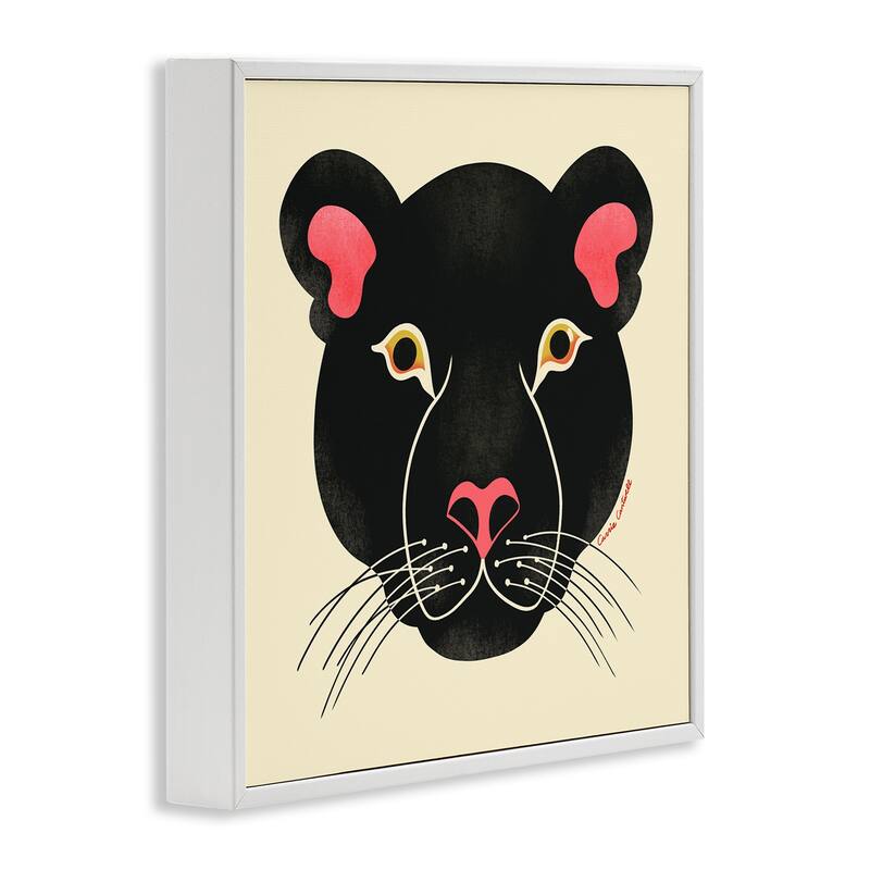 Stupell Minimal Wild Panther Face Framed Giclee Art Design By Carrie Cantwell