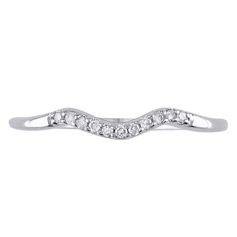 Miadora 10k White Gold Diamond Accent Curved Wedding Band