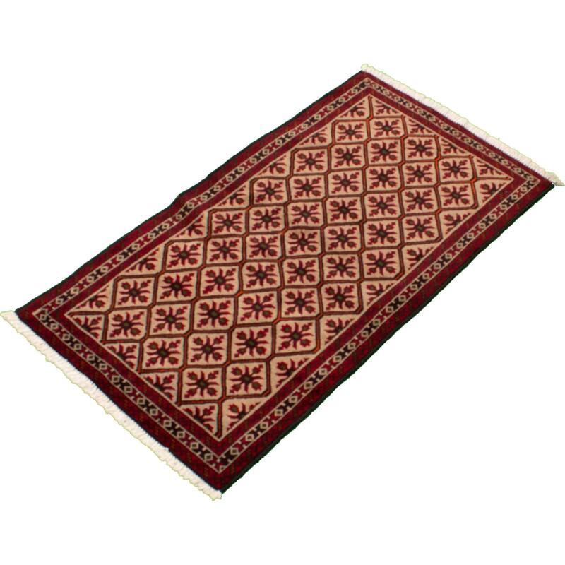 Hand-knotted Rizbaft Tan Wool Rug - 3'3 x 5'11/3'3" x 5'11"