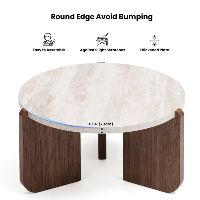 SUNBURY Modern Coffee Table with Walnut Wood Legs