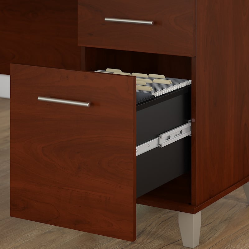 Bush Furniture Somerset 72W L Shaped Desk with Storage Hutch