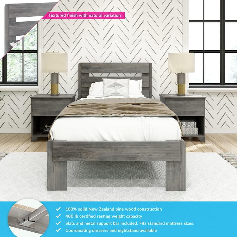 Max and Lily Farmhouse Twin Bed with Plank Headboard