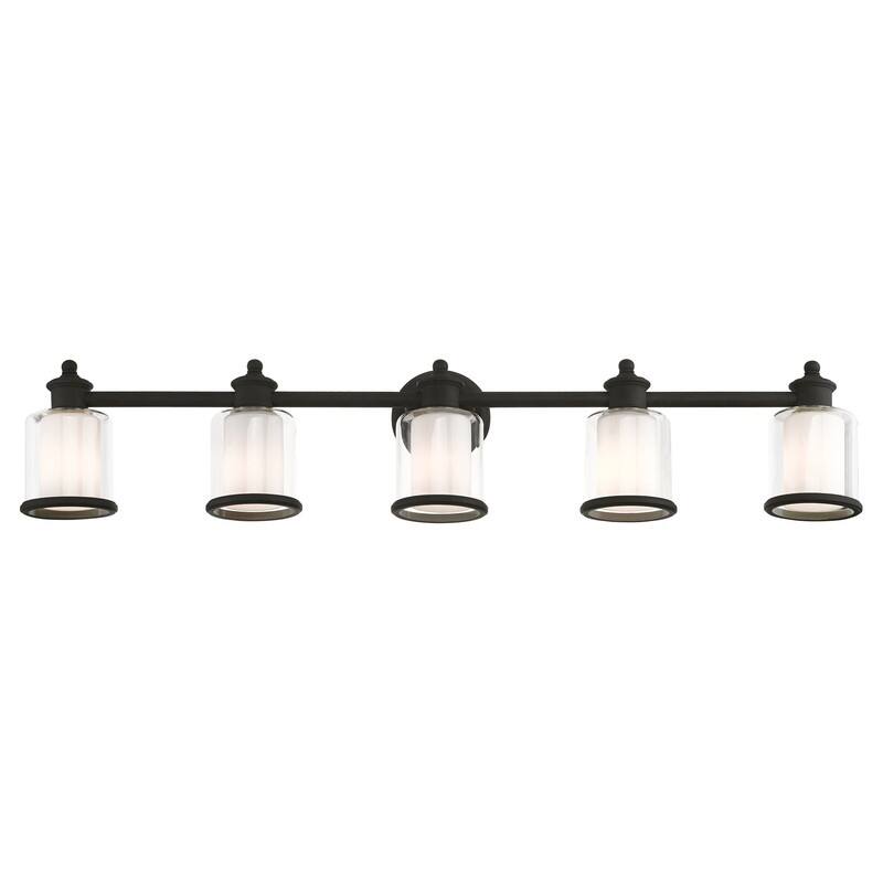 Livex Lighting 5 Light Black Bath Light, 40215-04 - 45.5" W x 9" H x 6.5" Ext.