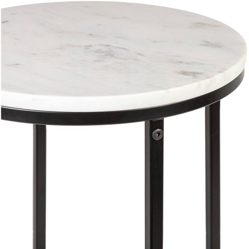 Zarna Modern Round Mixed Material Frame End Table 24"H x 14"W x 14"D