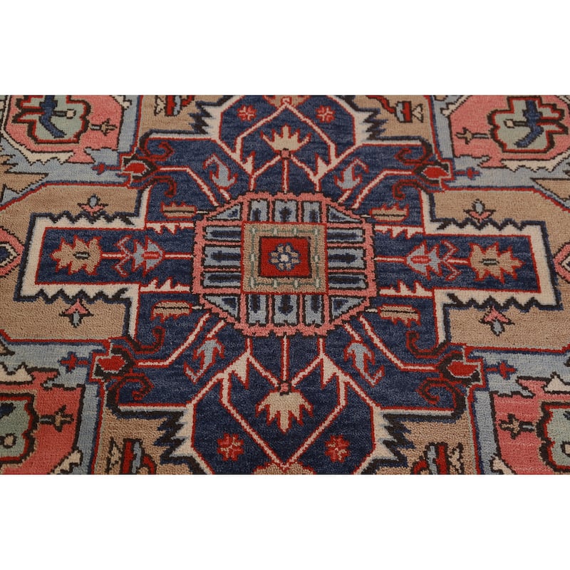 Hand Knotted Oriental 100% Wool Carpet Traditional Medallion Red Heriz (serapi) Area Rug - 15' 2'' X 11' 8''