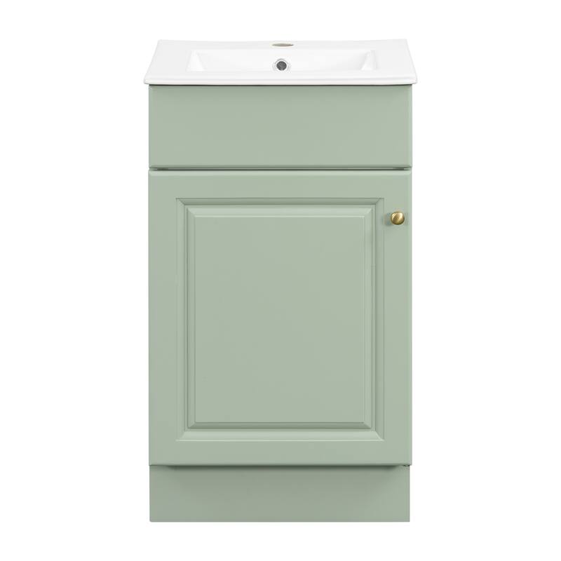 18" Bathroom Vanity with Sink, Vanity Cabinet with Door Shelf and Adjustable Shelf