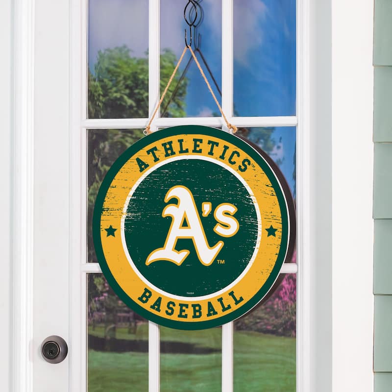 Athletics Wooden Door Decor Wall Sign - Multi-Color