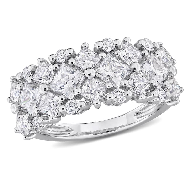 Miadora 3 5/8ct DEW Created Moissanite Cluster Ring Sterling Silver