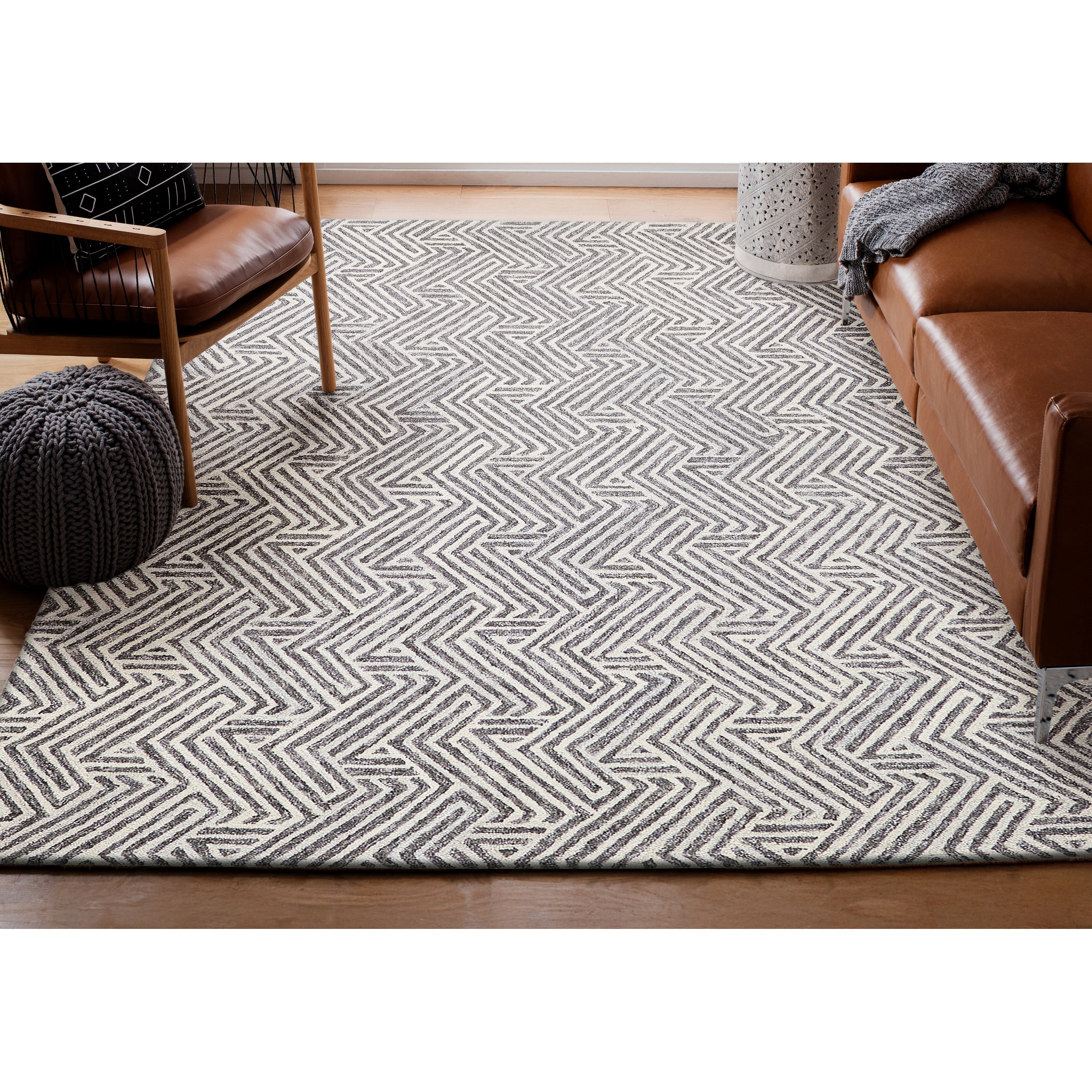 Exquisite Rugs Naturals Handmade Hand-tufted New Zealand Wool on Canvas Gray/Ivory Area Rug