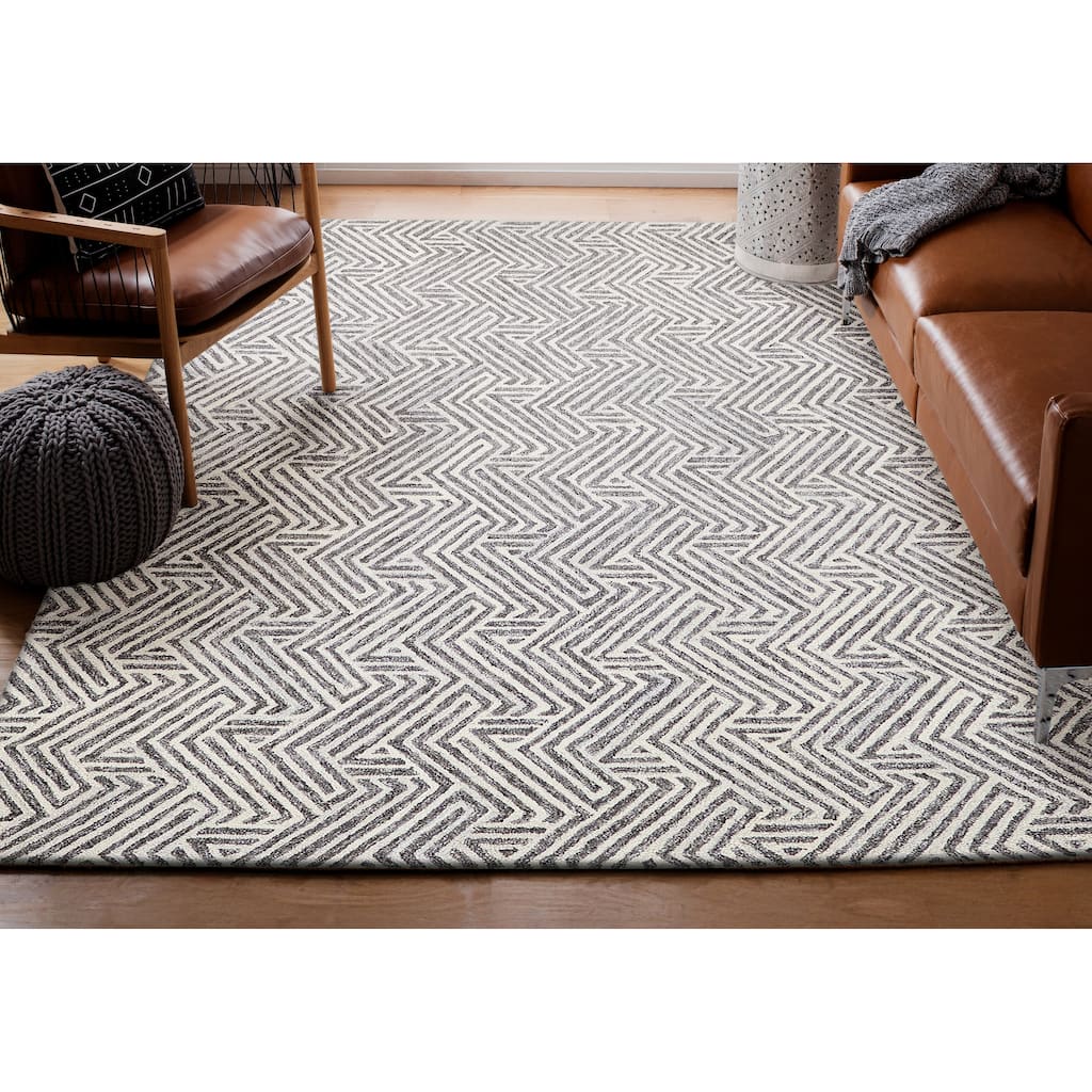 Exquisite Rugs Naturals Handmade Hand-tufted New Zealand Wool on Canvas Gray/Ivory Area Rug