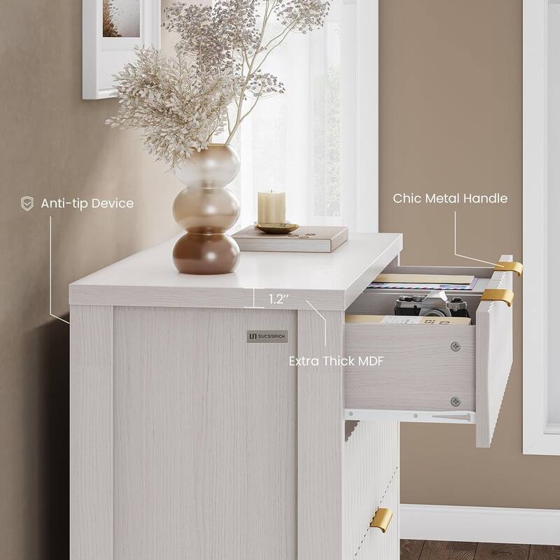 Fluted Bedroom Dresser Drawers TV Stand Drawer Organizer