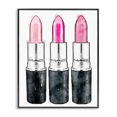 Stupell Three Pink Lipsticks Framed Giclee Wall Art