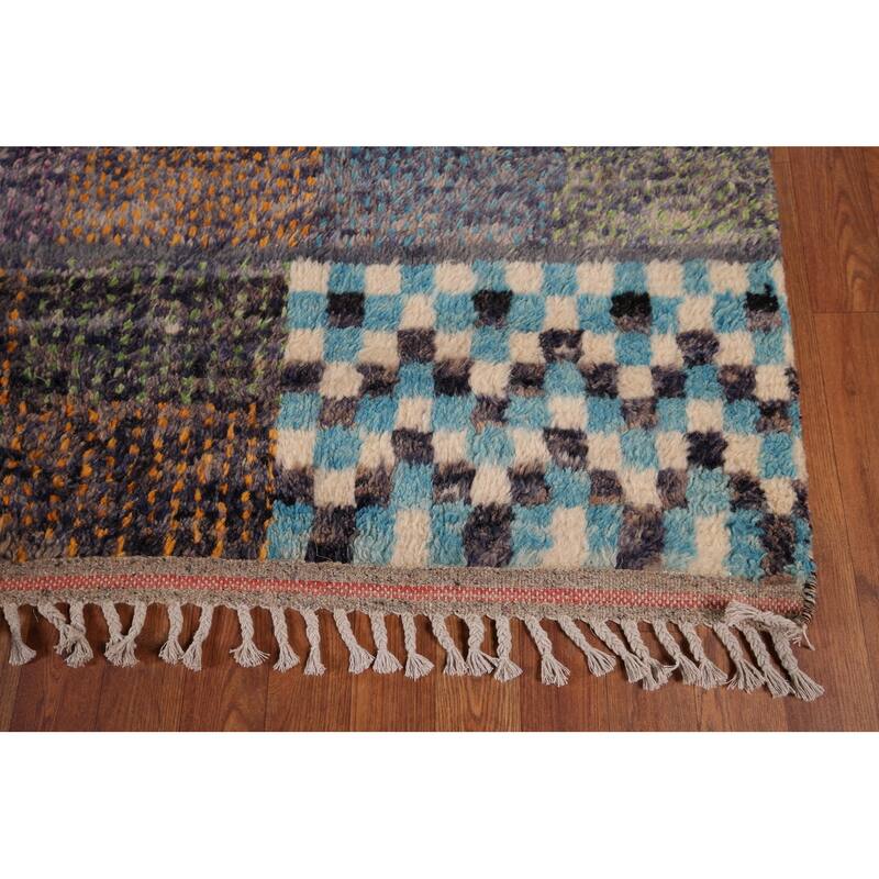 Plush Moroccan Oriental Rug Hand-Knotted Wool Carpet - 7'11" x 10'10"