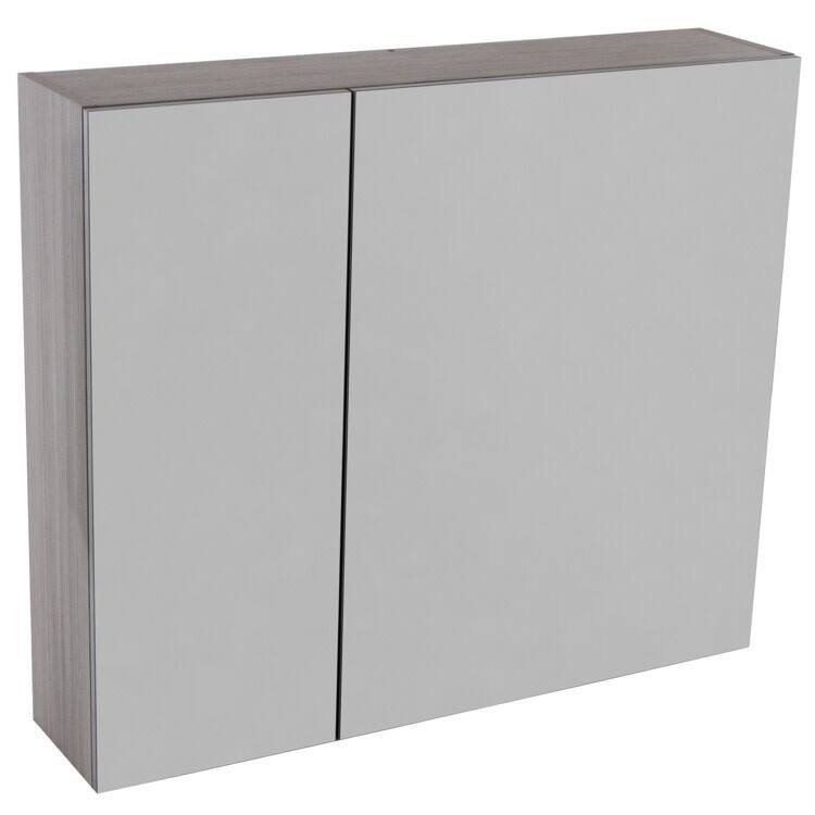 Nameeks Single 35-3/8" x 30-5/16" Lighted Frameless 2 Door Medicine - Larch Canapa - Natural Finish
