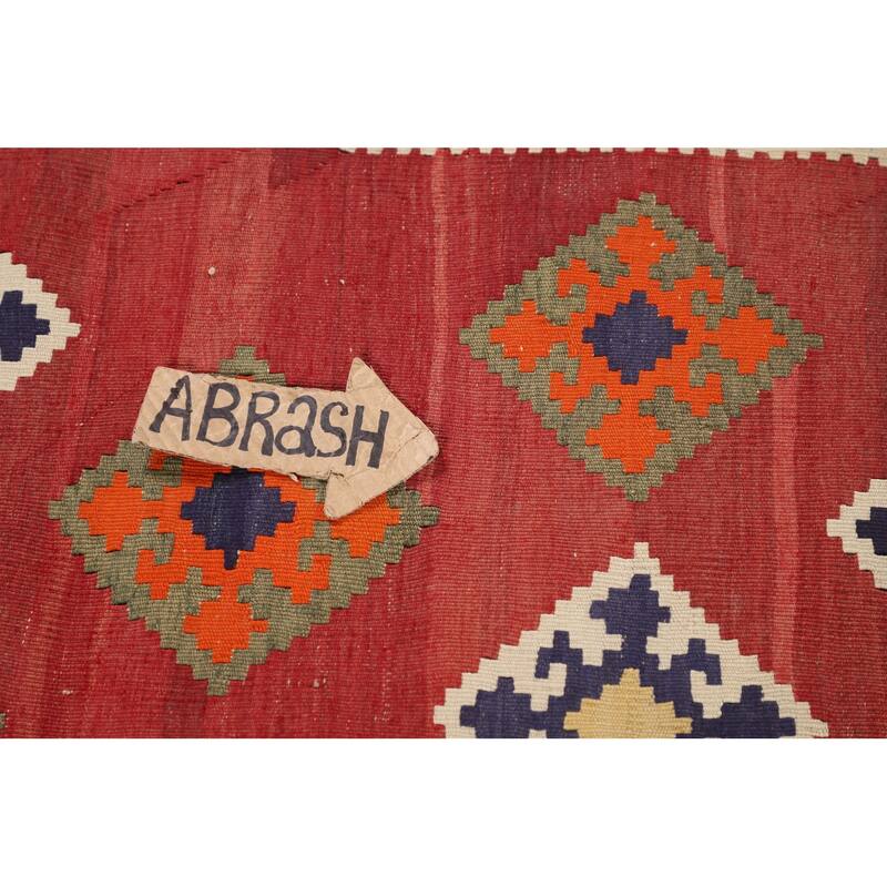 Kilim Qashqai Persian Vintage Rug Flatweave Bedroom Red Wool Carpet - 4'2"x 7'2"