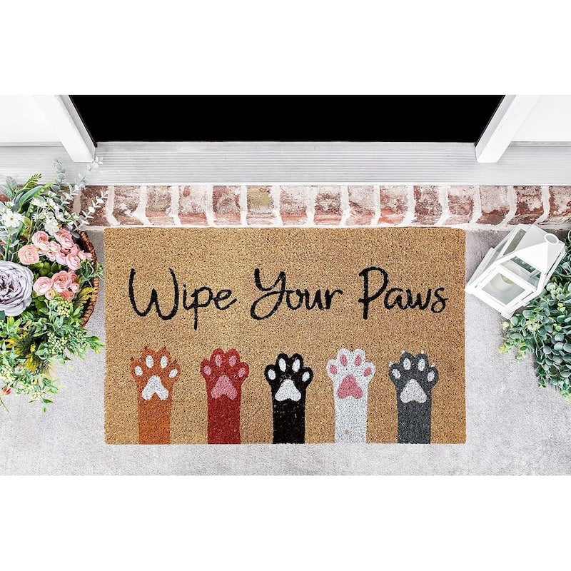 Printed Coir Doormat, Durable Outdoor/Indoor Rug, Welcome Mat, Pets