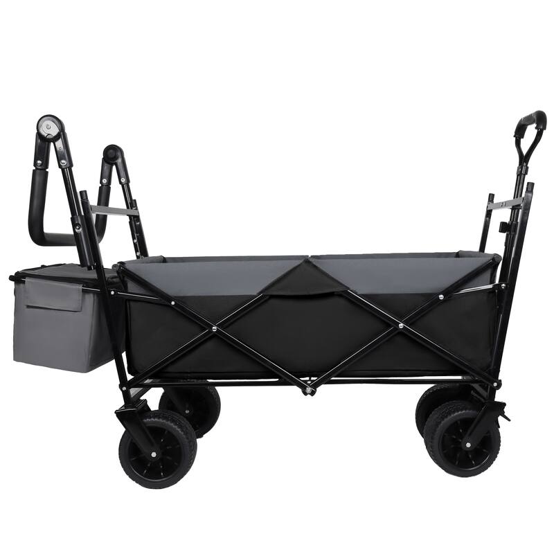 With Push Handle, 480Lbs Collapsible Wagon with Canopy, Wagon cart with 7" All-Terrain Wheels, Large Capacity, Shopping, Sports