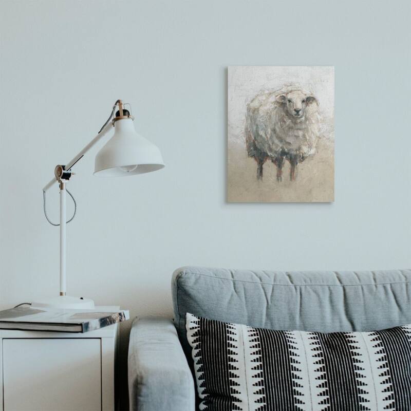 Stupell Fluffy Sheep Farm Animal Beige Tan Painting Canvas Wall Art