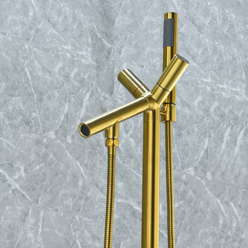 Altair Brulon Double Knob Handle Freestanding Floor Mounted Tub Filler with Handshower